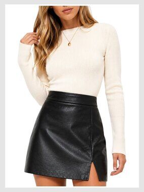 Aritzia Wilfred Patio Mini Skirt Black Vegan Leather High Waisted 4